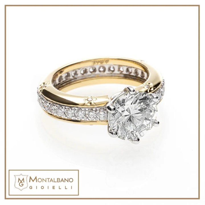 Fedina in oro bianco e giallo 18kt | Gioielli De Nobili